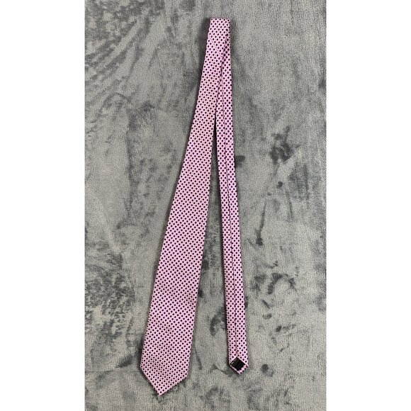 BRUNO PIATTELLI Men's Necktie Pink Navy Geometric Hand Made 100% Silk - Picture 2 of 4